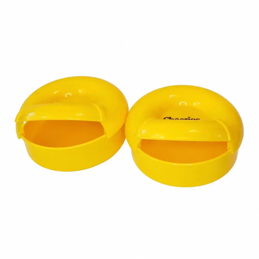 Cheerios Tot Yellow Plastic Snack Containers Flip-Top Lids Set of 2
